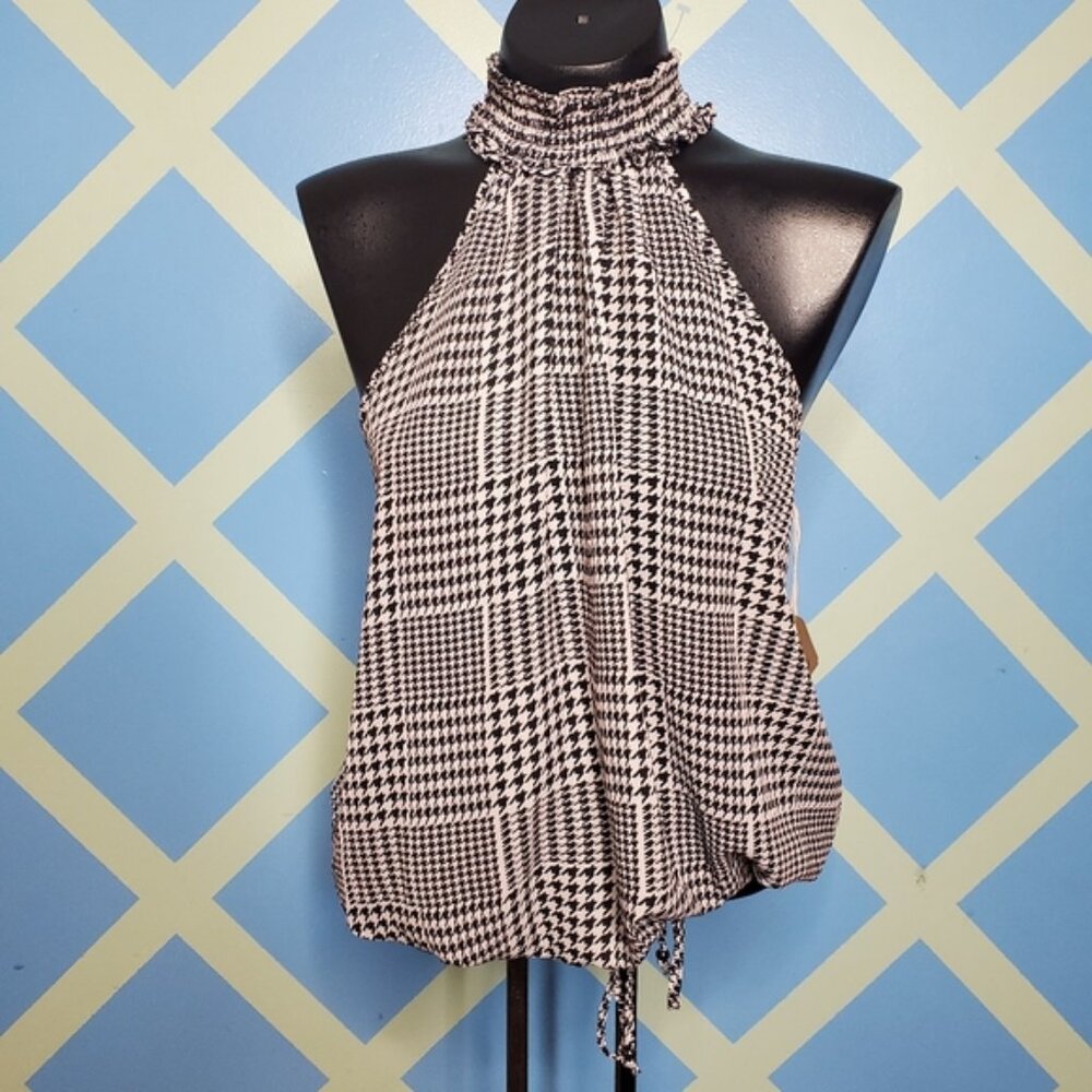 Janet Chung houndstooth print blouse